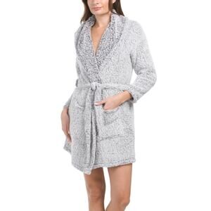 NWT KIT KIT Women's Cozy Plush Shawl Collar Tie Closure Teddy Bath Short Robe